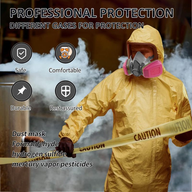Reusable Respirator Mask: Ash + Powder Elastomeric Mask - 2 60926 Filter Boxes For Comprehensive Protection, Durable Long-Term Use For Construction, Painting, Woodworking & Chemical Work - Image 3