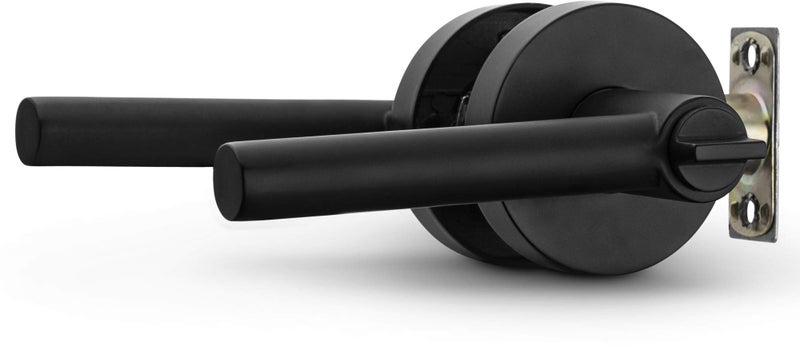 Berlin Modisch Entry Lever Door Handle and Single Cylinder Deadbolt Lock and Key Sleek Round Locking Lever Handle Set [Front Door or Office] Right & Left Sided Doors Heavy Duty – Iron Black Finish - Image 5