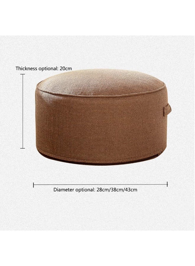 Handle Round Pouf Footstool,pouffe Ottoman Foot Rest Floor Seating Pad Futon Stool Washable Bedroom-n 43x43x20cm - Image 2