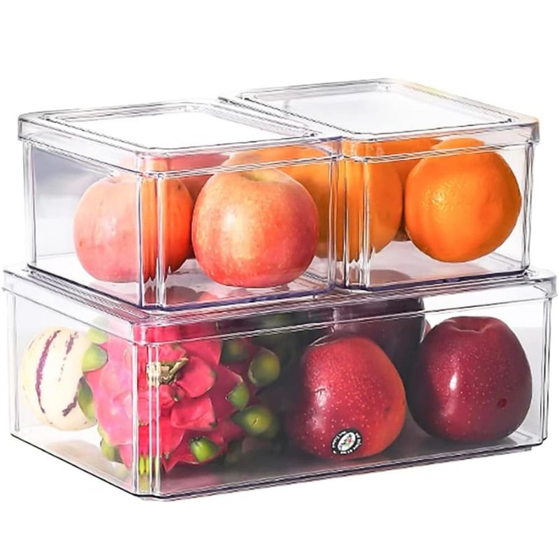 HouseWarming Fridge Storage Boxes Set of 3 Fridge Storage Containers Stackable BPA Safe Container for Kitchen Storage Set Kitchen Storage Organizer Vegetable Storage Box - Image 1