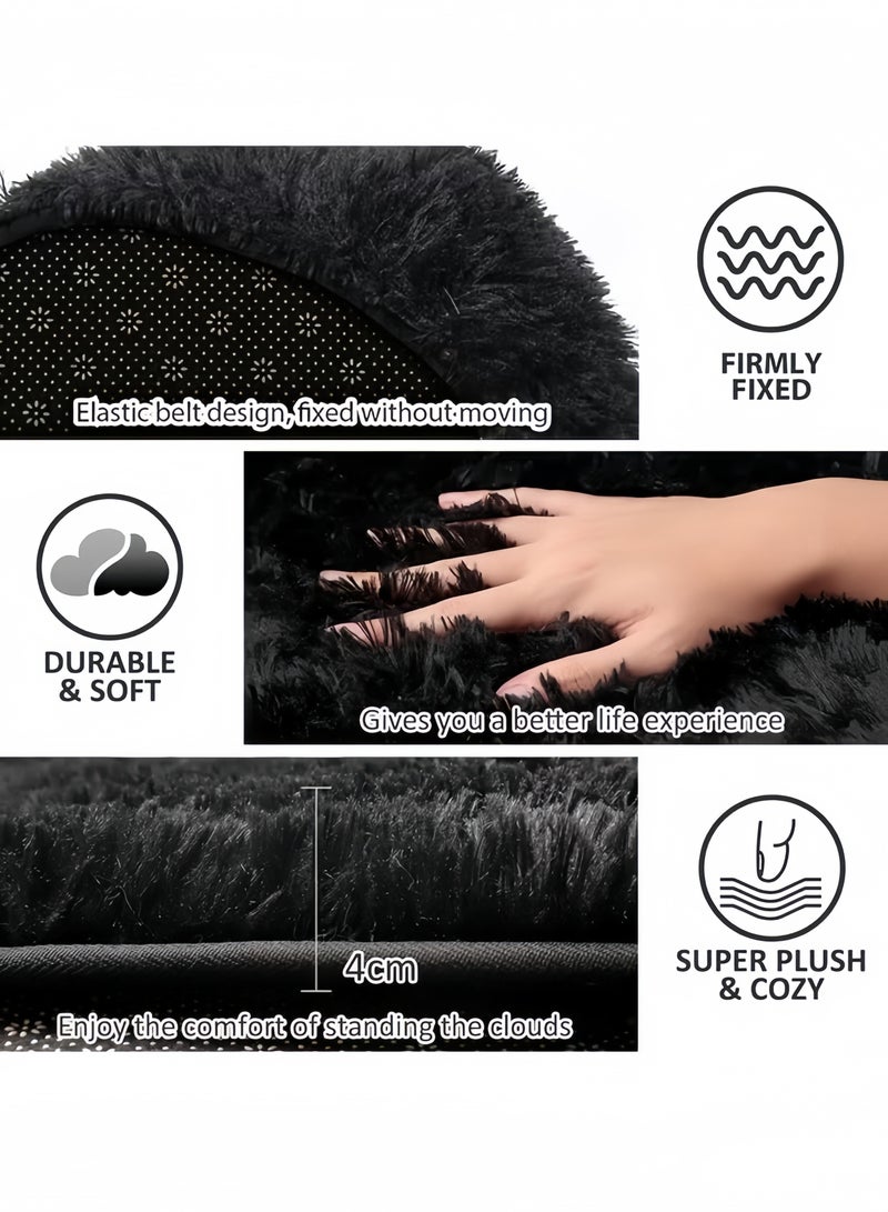 Aikenn 3-Piece Bath Mat Set With Rubber Backing Includes Non-Slip Bath Mat, Contour Mat, And Toilet Lid Cover, Plush Contour Bath Mat U-Shaped Toilet Mat Soft Absorbent Mat  - Image 4