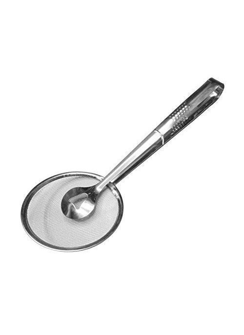 svk dream SVK Dream 1 Pcs Multi-Functional 2 in 1 Fry Tool Filter Spoon Strainer with Clip,Oil Frying BBQ Filter Stainless Steel Mesh Strainer Kitchen Tool  - Image 1