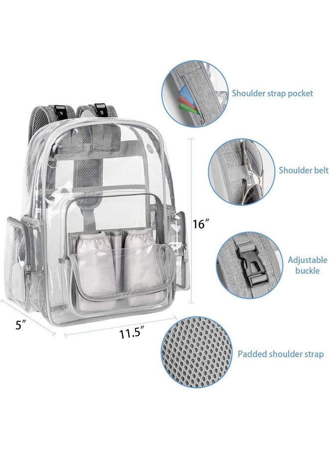 Mancro Diaper Bag Backpack, Clear Baby Bag Heavy Duty Transparent Backpack for Girls Boys, Multifunction Large Travel Backpack Maternity Baby Changing Bags for Mom with Stroller Straps, Grey - Image 2