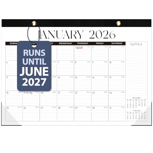 VALOME 2026 Desk Calendar, Large Desktop/Wall Monthly Calendar (Jan. 2026 - Jun. 2027) 17'' x 12'' School Year Desk Planner for Teacher Family School Office Supplies - Image 1