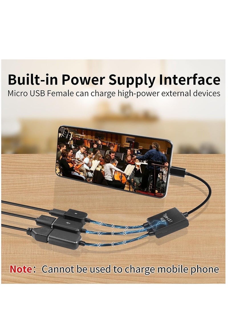 KASTWAVE USB C to Dual USB OTG Adapter, 4 Port Type-C Male to 2 USB & Micro Female OTG Hub Splitter for Android Tablet Pc and Smart Phone and More - Image 4