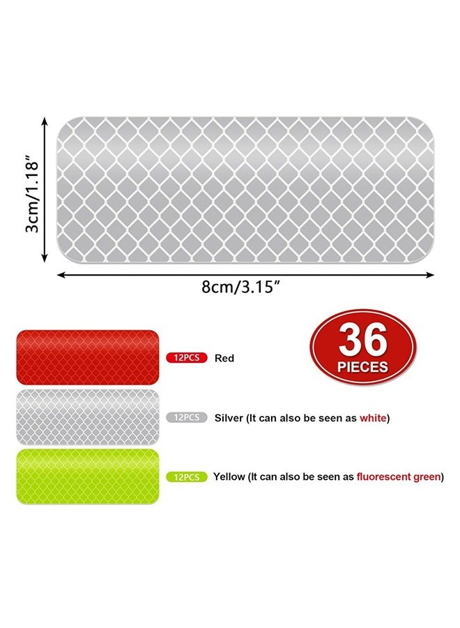 Generic 36 Pieces Reflective Decals Reflective Stickers Safety Warning Sticker Tape Waterproof High Strength Night Visibility Adhesive For Helmets Motorcycles 1.18 x 3.25 Inches (3x8 cm) - Image 4