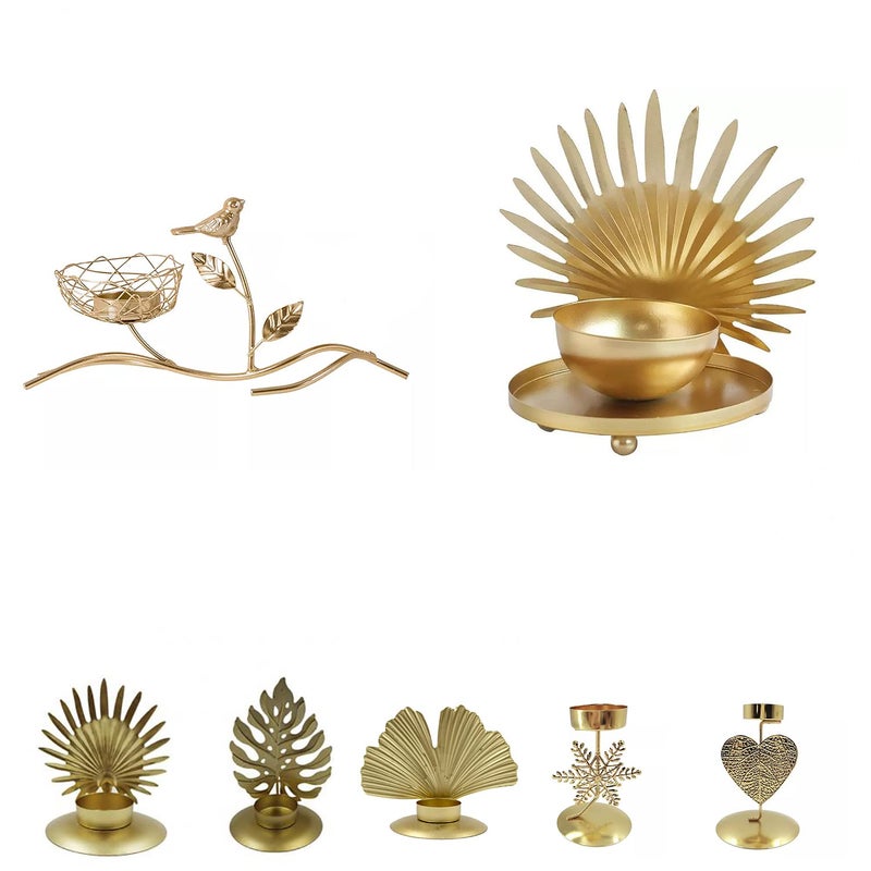Gold Metal Candle Holder - Image 1