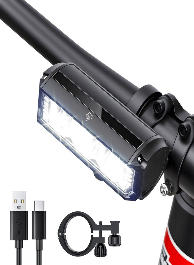 POWVINE Bike Headlight, 2000 Lumens Super Bright USB-C Rechargeable Bicycle Light, 4 Modes, IPX5 Waterproof, Quick Release Mount Bike Front Light for Night Riding, Mountain Road Cycling - Image 1