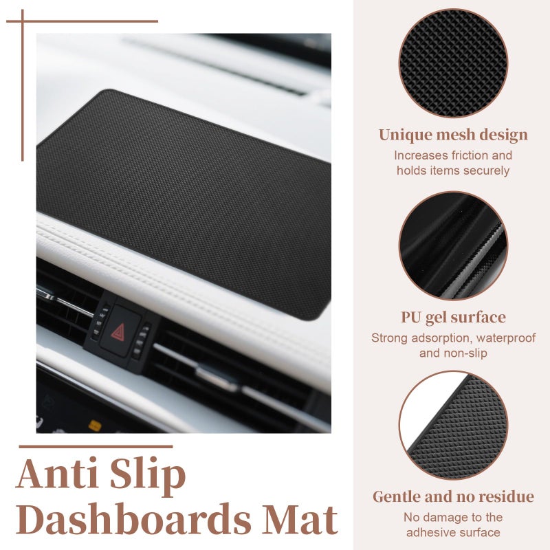 ecocstm Dash Mat for Car, Anti Slip Dashboards Mat, 10.8" x 6.4" Dashboard Sticky Pads, Car Dash Non Slip Mat, Dashboard Accessories for Cell Phone, Sunglasses, Keys Electronic Devices - Image 5