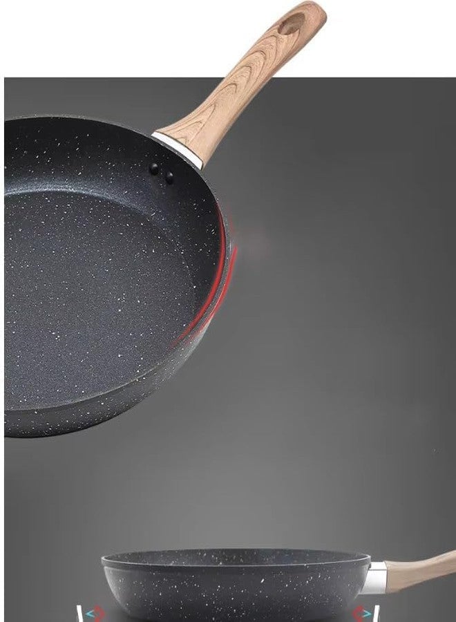 Minitul Nonstick Pan 26cm | Aluminum Alloy Marble Finish Professional Kitchen Non Stick Frying pan CD Bottom Bakelite Wood Handle for Induction Cookware Safe for Dish Washer | - Image 2