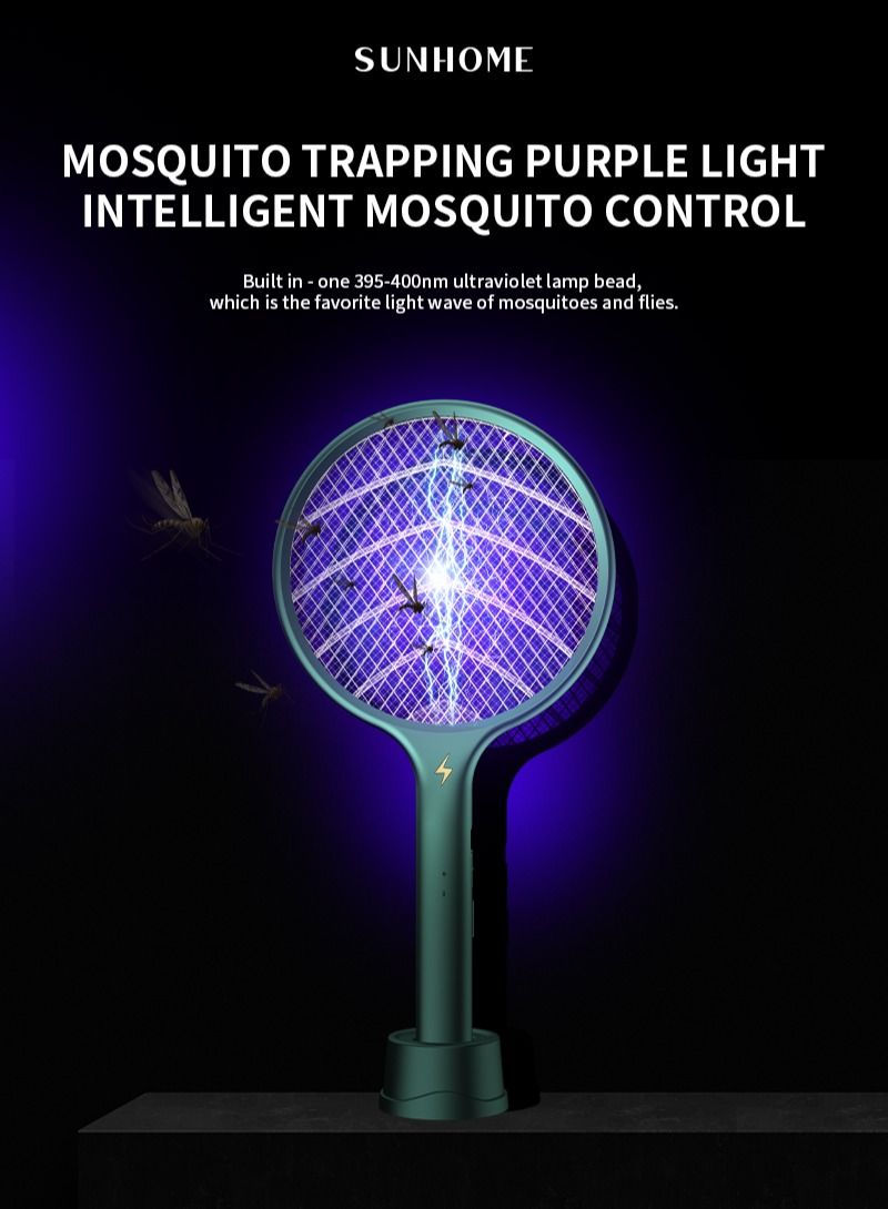 Sunhome Electric Fly Swatter, 2000mAh Battery, for Outdoor/ Indoor/ Home/Bedroom/Kitchen/Patio/Gardening Pest Control, Green  - Image 4