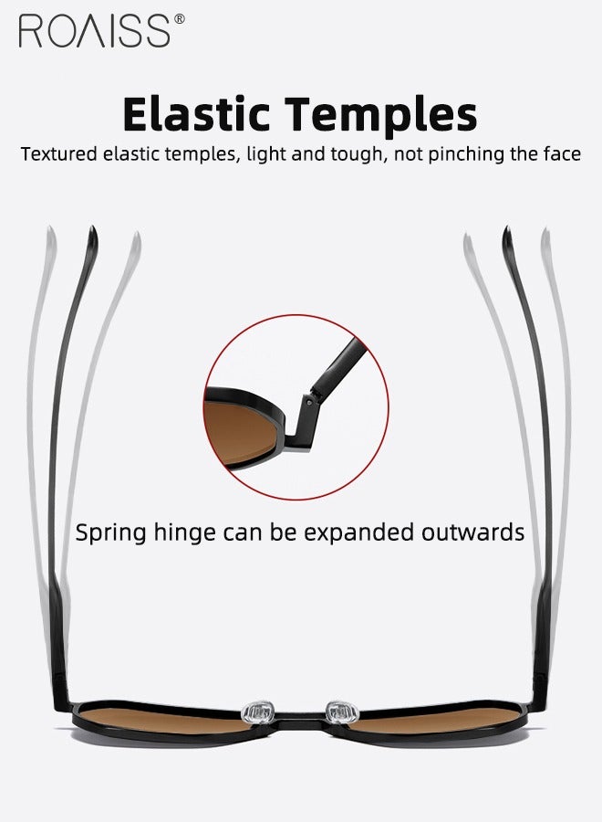 roaiss Men's Polarized Square Sunglasses, UV400 Protection Sun Glasses with Aluminum Magnesium Alloy Frame, Brown Lens for Men Driving, Fishing, Golfing, Traveling - Image 5