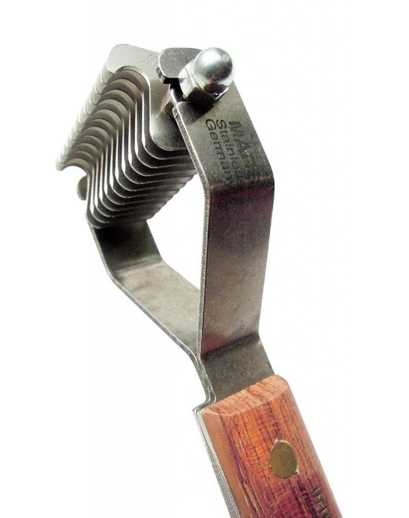 Mars Coat King Dematting Undercoat Grooming Rake Stripper Tool for Dogs and Cats, Stainless Steel with Wooden Handle for Thick Coats, 12-Blade Stripper for Groomers, Pet Owners - Image 3