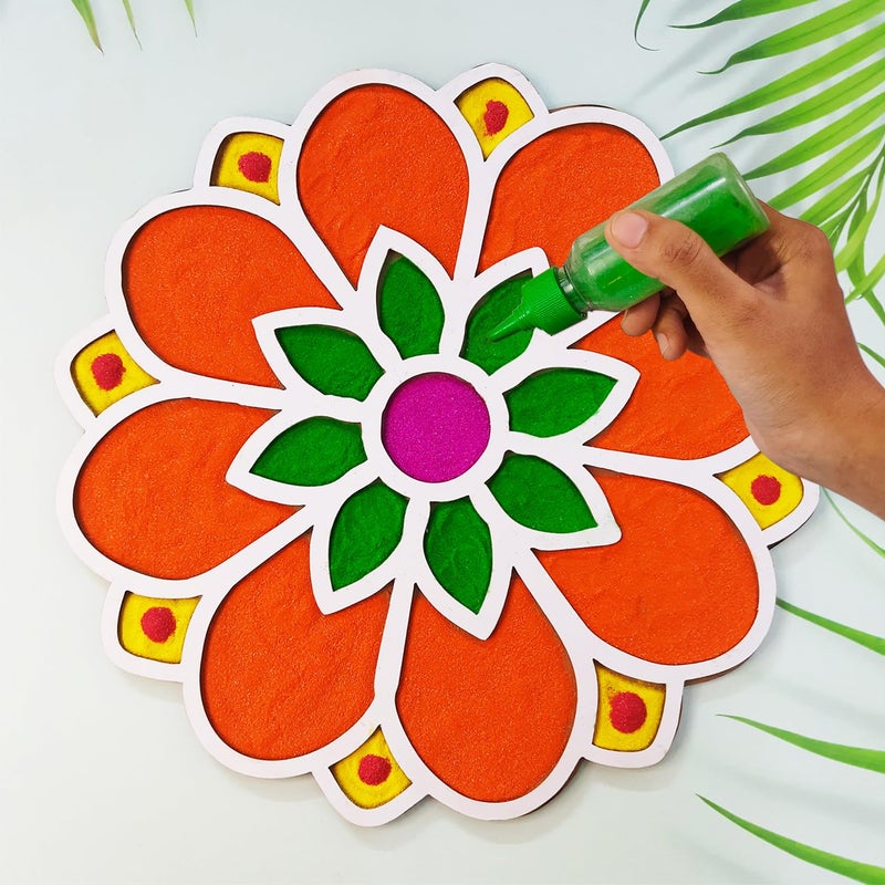 Ascension Portable Rangoli (11 inches) Stencil for Decor DIY Craft Reusable Templates for Floor Table Just Fill with Rangoli Atta or Grains for Navratri Pongal Pooja Mandir Rangoli Mats for Decoration(Design 3) - Image 2