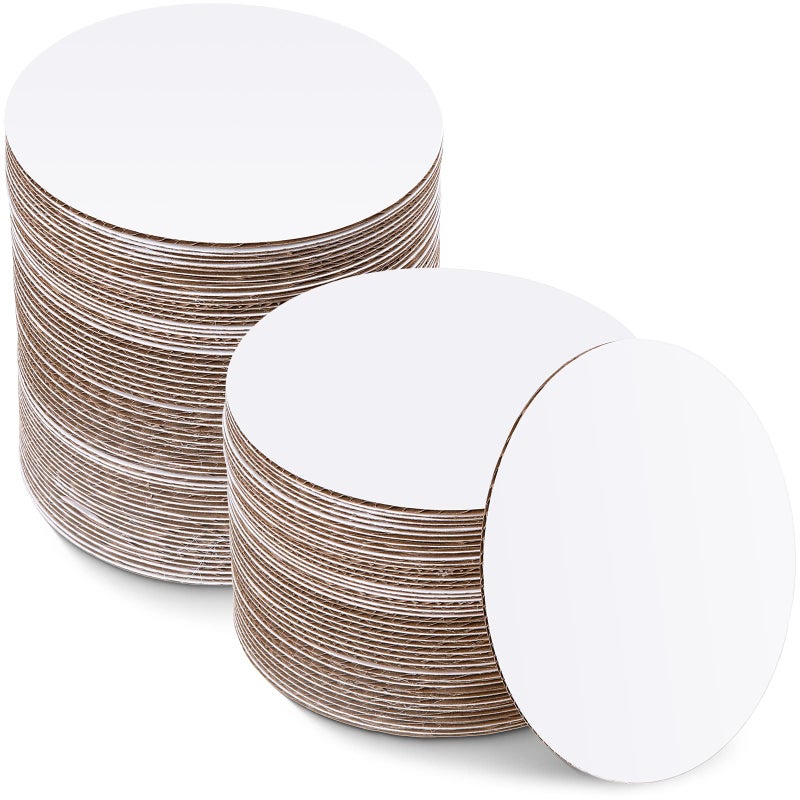 Potchen 100 Pcs Round Cake Boards 6 Inches Cardboard Pizza Circles Grease Proof Disposable Cardboard Circles Cake Base Stand Boards for Food Decorating Baking Party SuppliesWhite