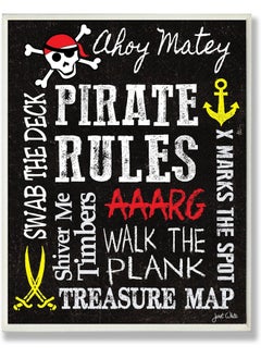 Stupell Industries The Kids Room by Stupell Pirate Rules Rectangle Wall Plaque  - Image 1