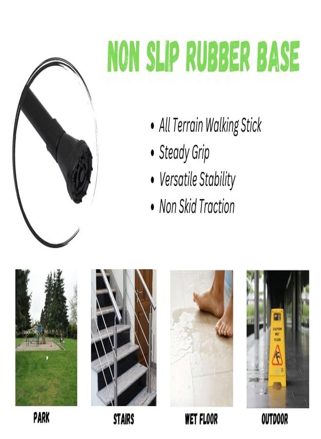 عصا المشي المتينة من دكتور تورسو للمرضى وكبار السن أو ذوي الاحتياجات الخاصة، مصنوعة من الفولاذ الطري، قابلة لتعديل الارتفاع، وقاعدة مانعة للانزلاق (أسود). - Image 2