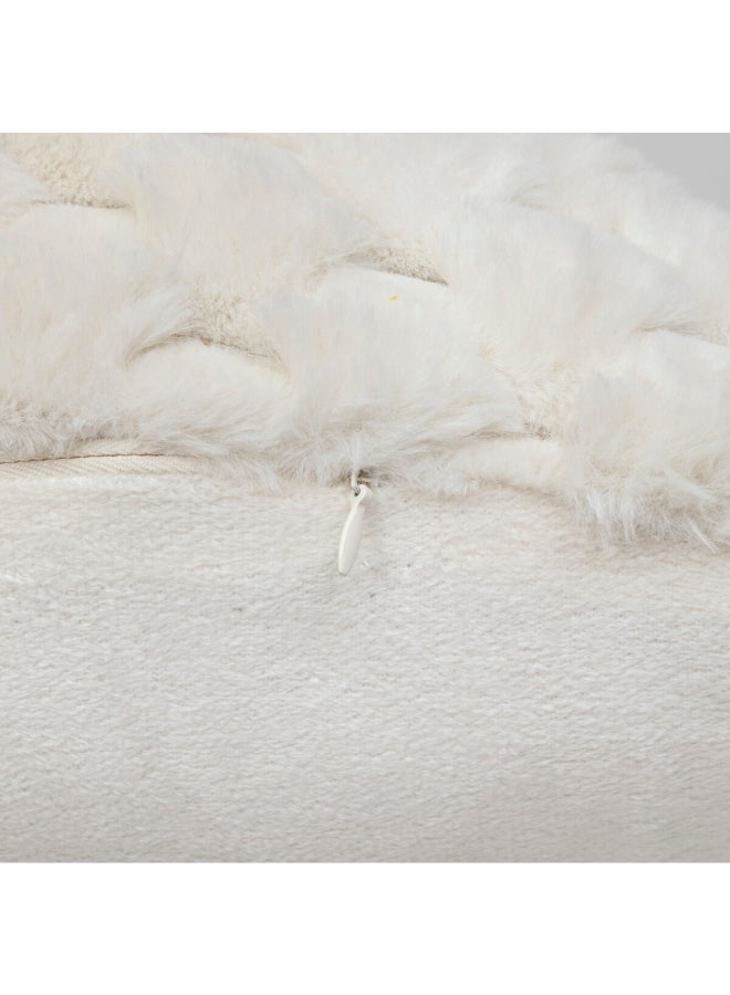 atmosphera Adriel Rectangular Shaped Fur Cushion Beige 38 x 58cm 204431 - Image 3