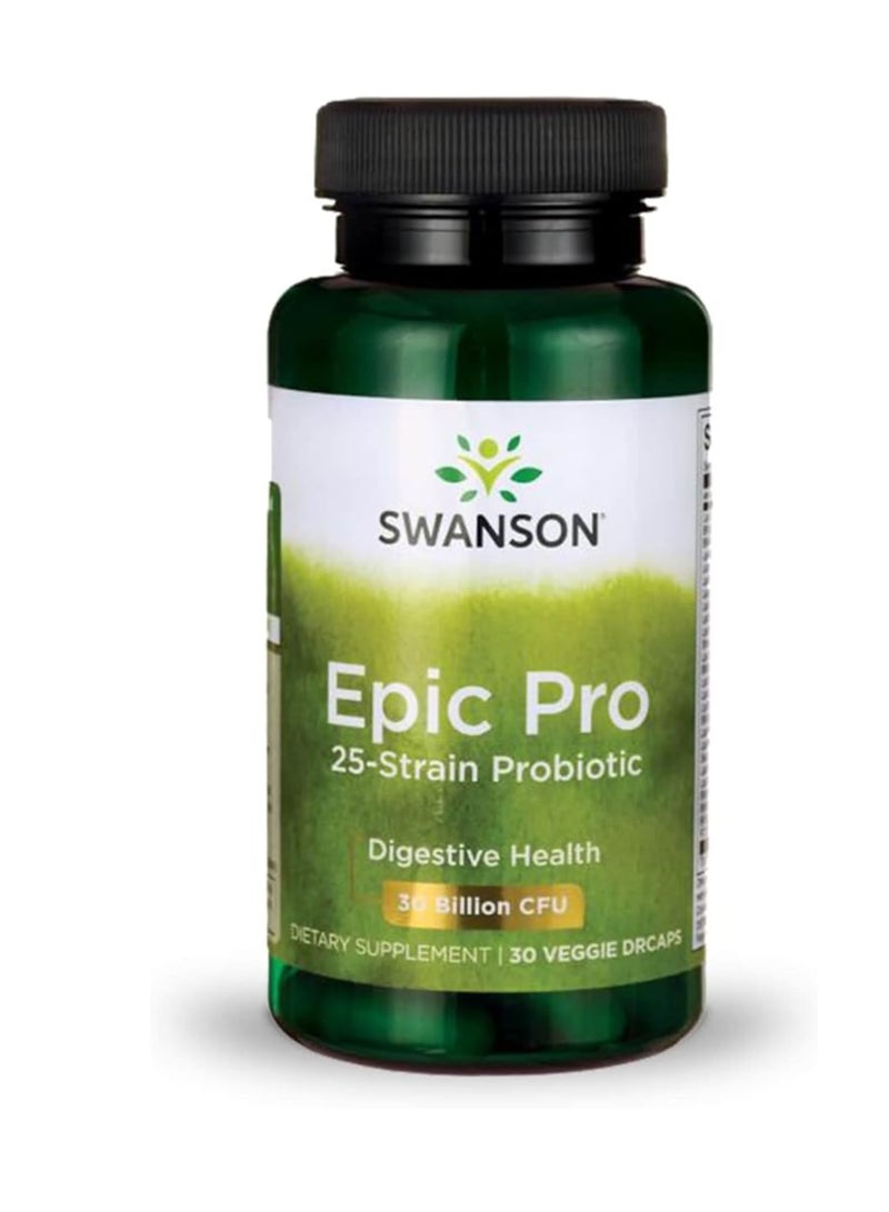 سوانسون Epic-Pro 25-Strain Probiotic 30 مليار CFU 30 كبسولة