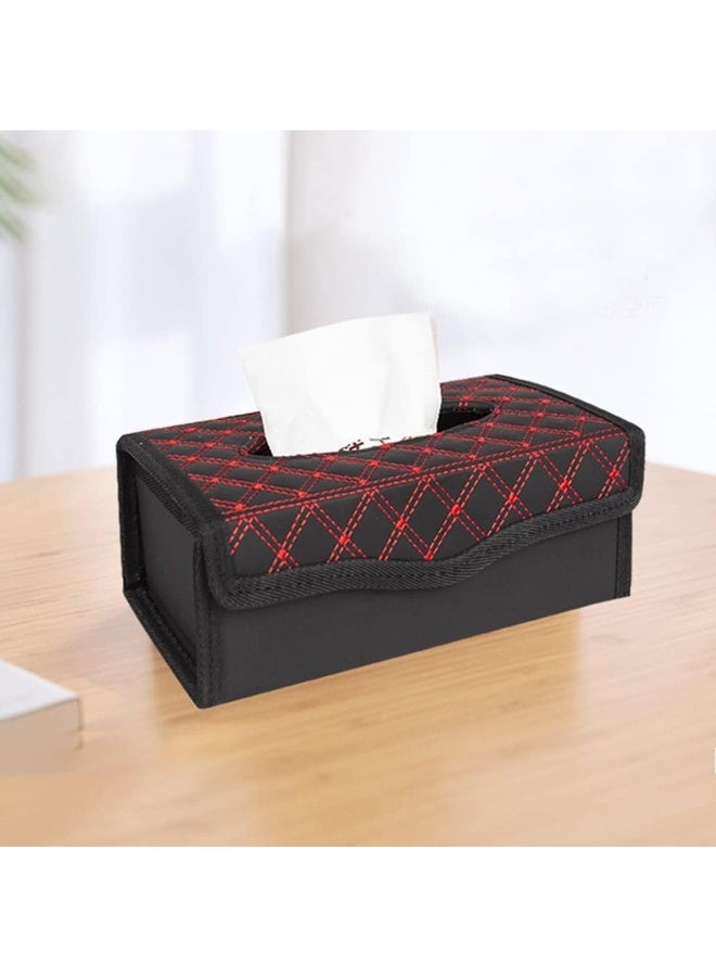 حامل مناديل ورقية جلدي مع مجسم أرنب صغير وردي - ديكور للسيارة والمنزل والمكتب، مزود بإغلاق مغناطيسي، طقم منظم متين من جلد البولي يوريثين. - Image 4