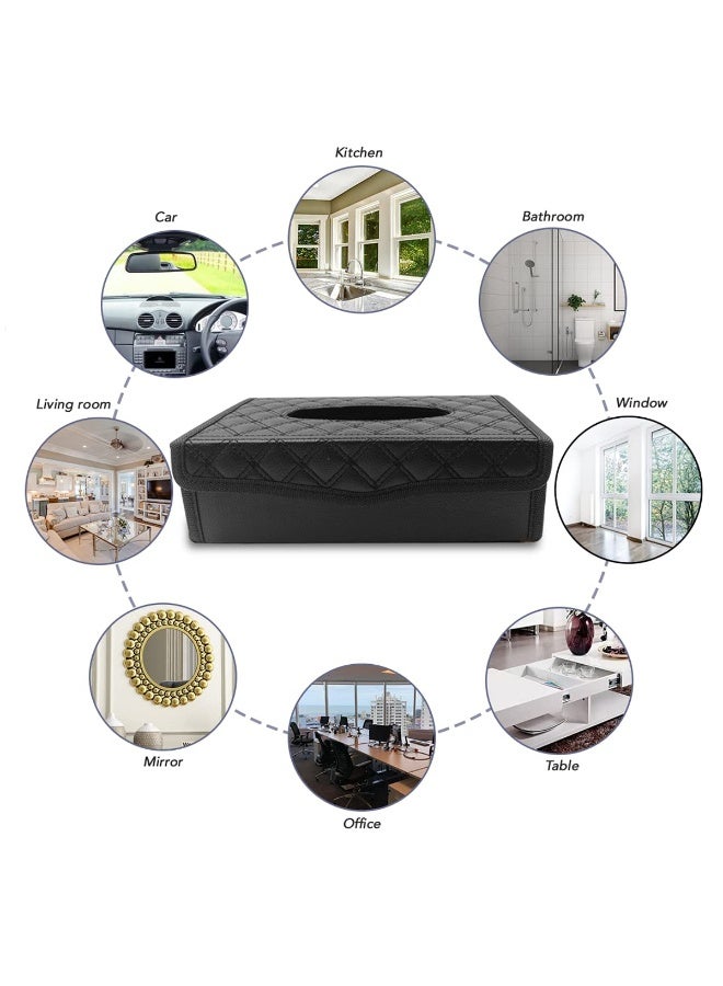 حامل مناديل ورقية جلدي مع مجسم أرنب صغير وردي - ديكور للسيارة والمنزل والمكتب، مزود بإغلاق مغناطيسي، طقم منظم متين من جلد البولي يوريثين. - Image 5