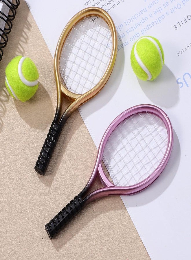 IMIKEYA 2Sets Mini Tennis Racket of Mini House Accessories for DIY Decor Random Color and Safe Miniature Tennis Props for Home Decoration - Image 2