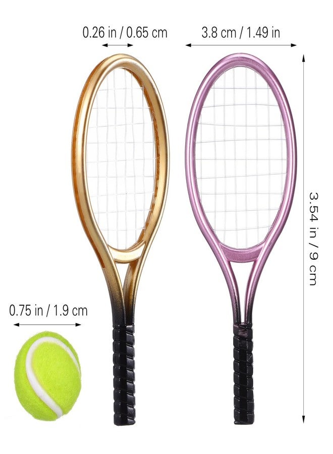 IMIKEYA 2Sets Mini Tennis Racket of Mini House Accessories for DIY Decor Random Color and Safe Miniature Tennis Props for Home Decoration - Image 4