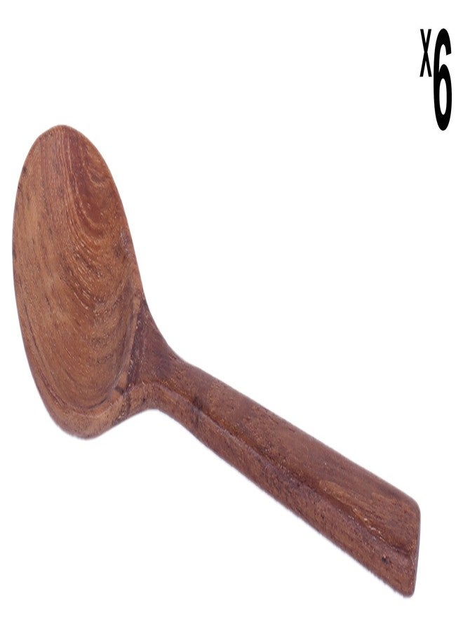 Hariom Traders ملاعق خشبية من هاريوم تريدرز، 6 قطع، بني - Image 2