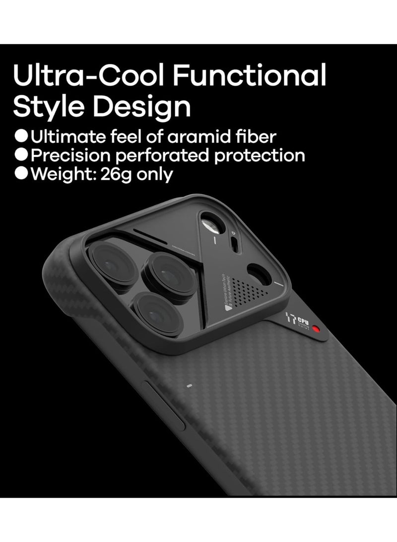 Aulumu A17 Aramid Fiber for iPhone 17 Pro Max Case | 1500D Ultra Slim Woven | CoolHyper Real Cooling | Compatible with MagSafe + Mini Measuring Tape Gift - Image 3