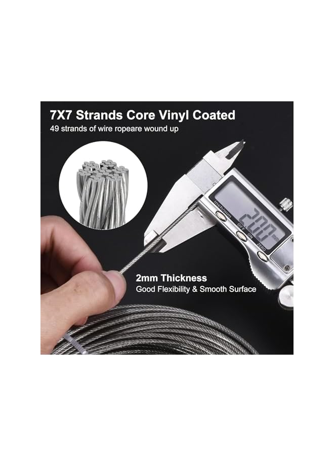 The Bros The Bros Wire Rope Kit, 50m Cable Railing Kit with Wire Rope Clips, Stainless Steel Rope Coated Garden Wire for Support System, Crimping Sleeves and Screwdrivers, Deck Railing Wire for Outdoor Garden - Image 3