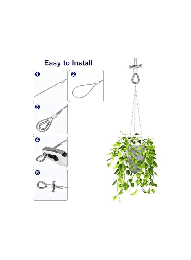 The Bros The Bros Wire Rope Kit, 50m Cable Railing Kit with Wire Rope Clips, Stainless Steel Rope Coated Garden Wire for Support System, Crimping Sleeves and Screwdrivers, Deck Railing Wire for Outdoor Garden - Image 4