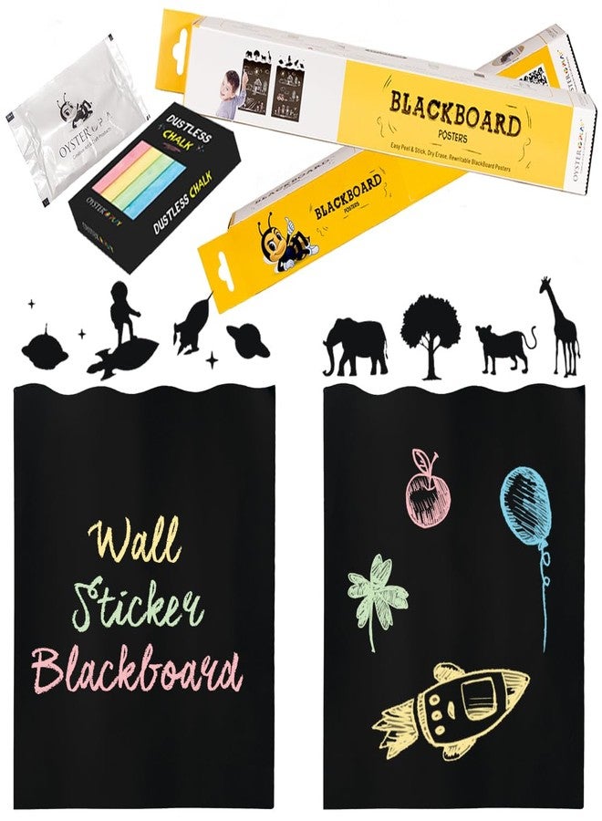 Oyster Blackboard Sticker Wall Decal, Easy Peel and Stick Dry Erase Self-Adhesive Black Board Peel Poster Stick Removable Decal Chalkboard for School,Office,Home,Kids Drawing (45 X 30 Cm)- Pack of 2 - Image 1