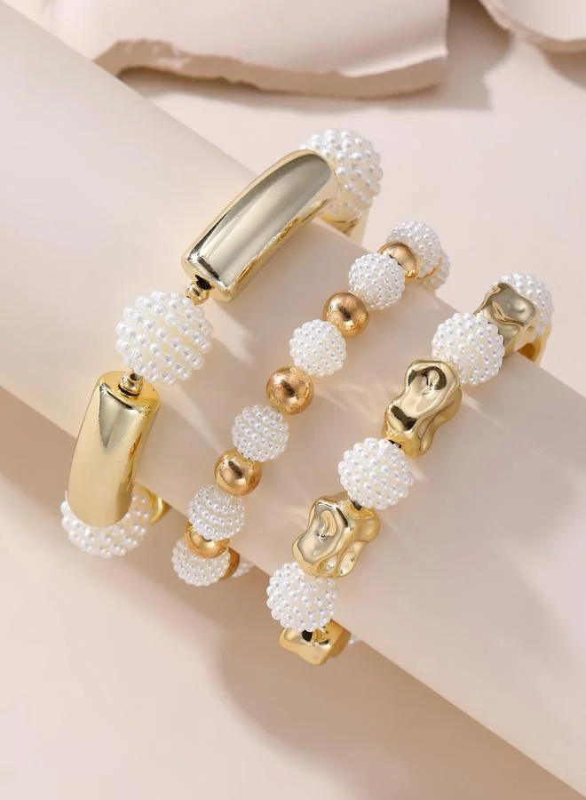 Take Two Set of 3 - Textured Beaded Bracelets