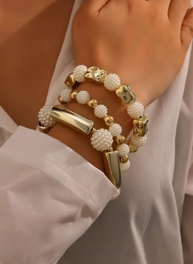 Take Two Set of 3 - Textured Beaded Bracelets