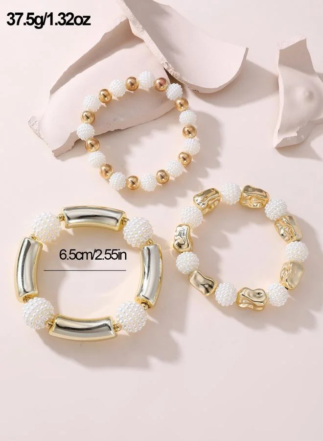 Take Two  Set of 3 - Textured Beaded Bracelets for Women | Best Price UAE
