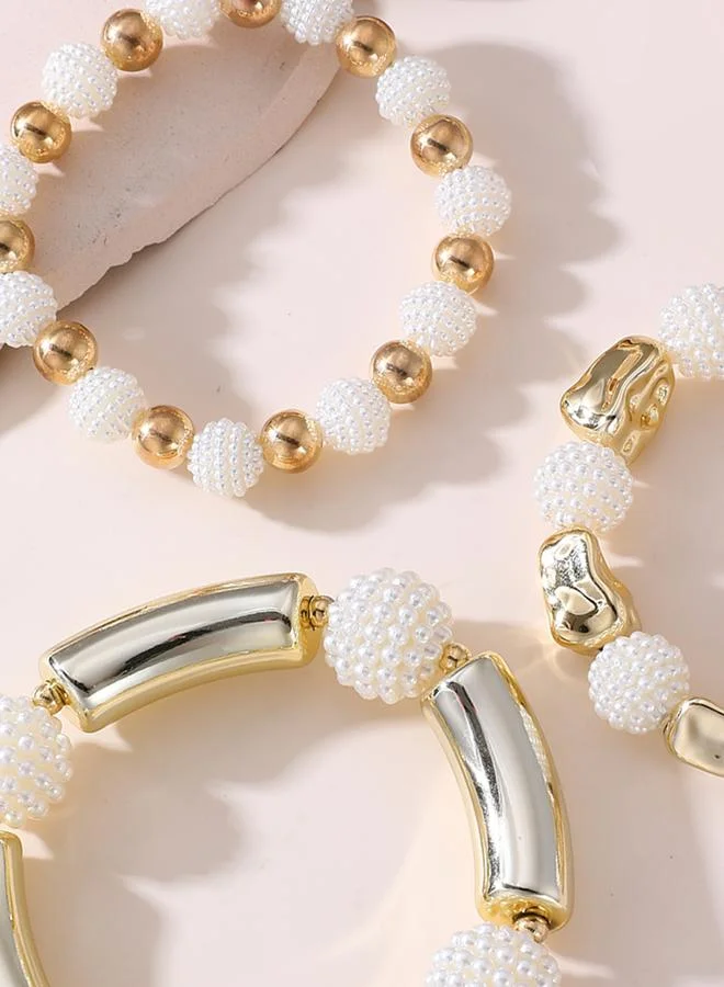 Take Two  Set of 3 - Textured Beaded Bracelets for Women | Best Price UAE