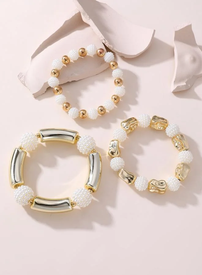 Take Two  Set of 3 - Textured Beaded Bracelets for Women | Best Price UAE