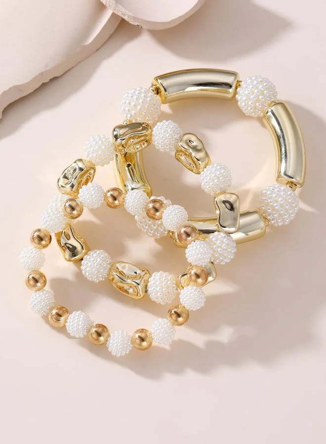 Take Two  Set of 3 - Textured Beaded Bracelets for Women | Best Price UAE
