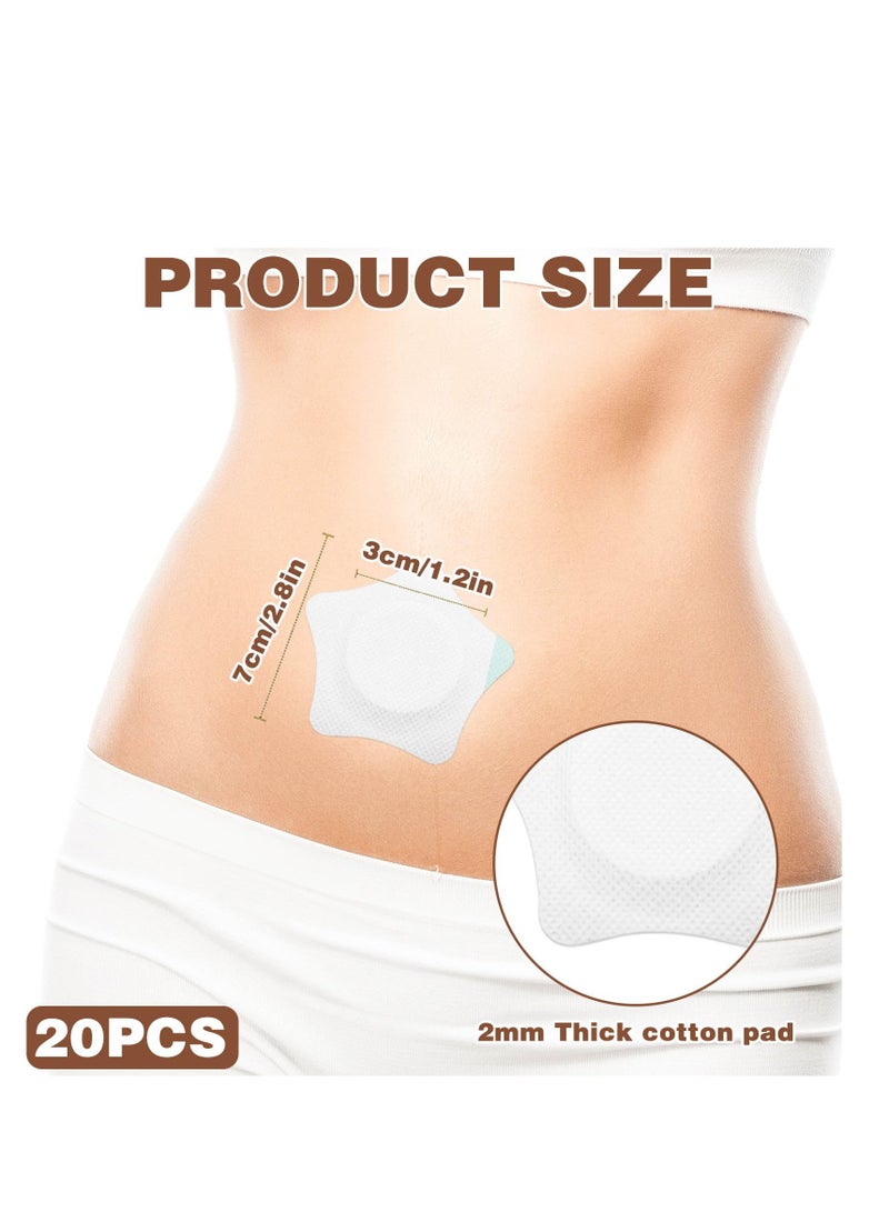 SOLARAE 20 Pcs Disposable Castor Oil Pack Wraps for Belly Button, Self-Adhesive Spunlace Cloth Castor Oil Patches, Water and Oil Proof Compress Pads, White Castor Oil Wraps. - Image 2