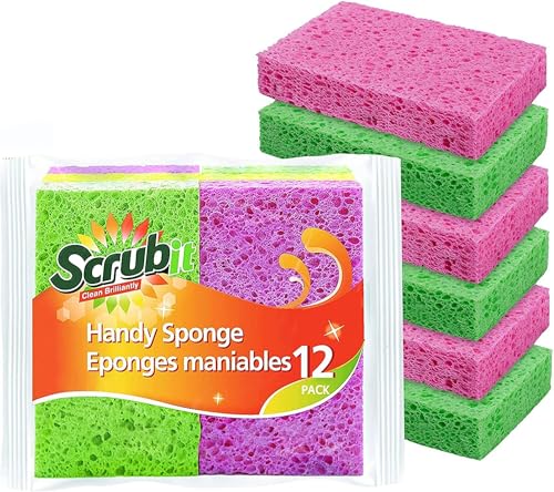 SCRUBIT Cleaning Scrub Sponges New Packaging NonScratch Kitchen Sponges for Dishes 12 Pack Dishwashing Sponge  Assorted Colors Package May Vary - Image 1