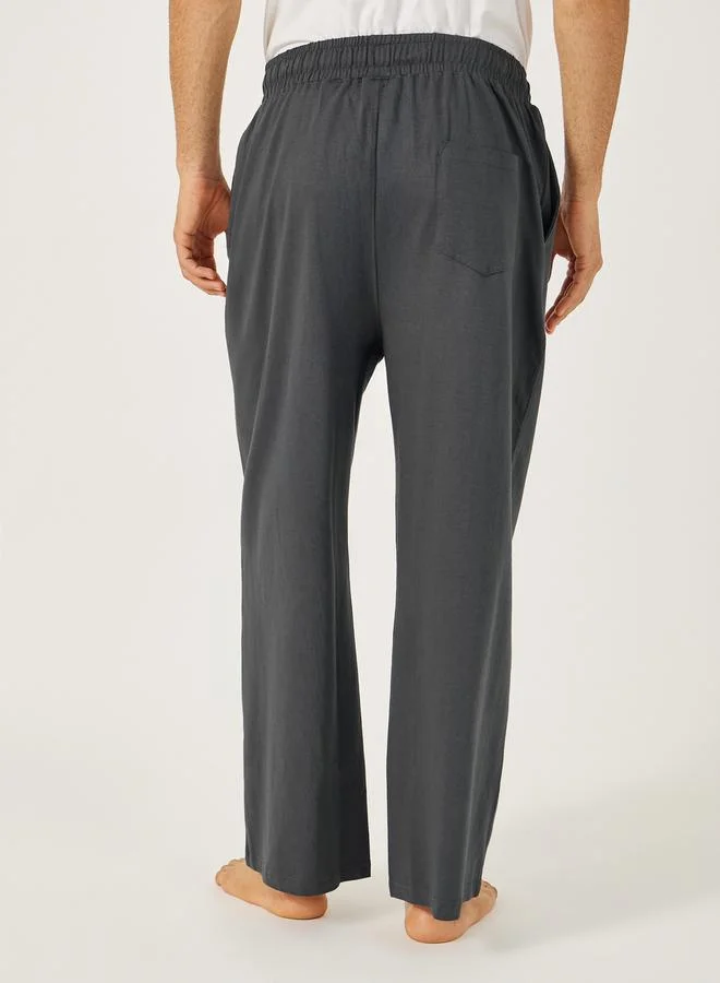 Styli Solid Wide Leg Pyjama with Drawstring Waistband