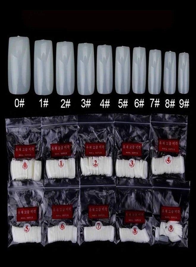 FStyler 500pcs Square Shape Full Sticker Nails Short| Full Cover Acrylic False Nails| Natural Color| Artificial Nails 10 Sizes (500pcs Pack) - Image 2
