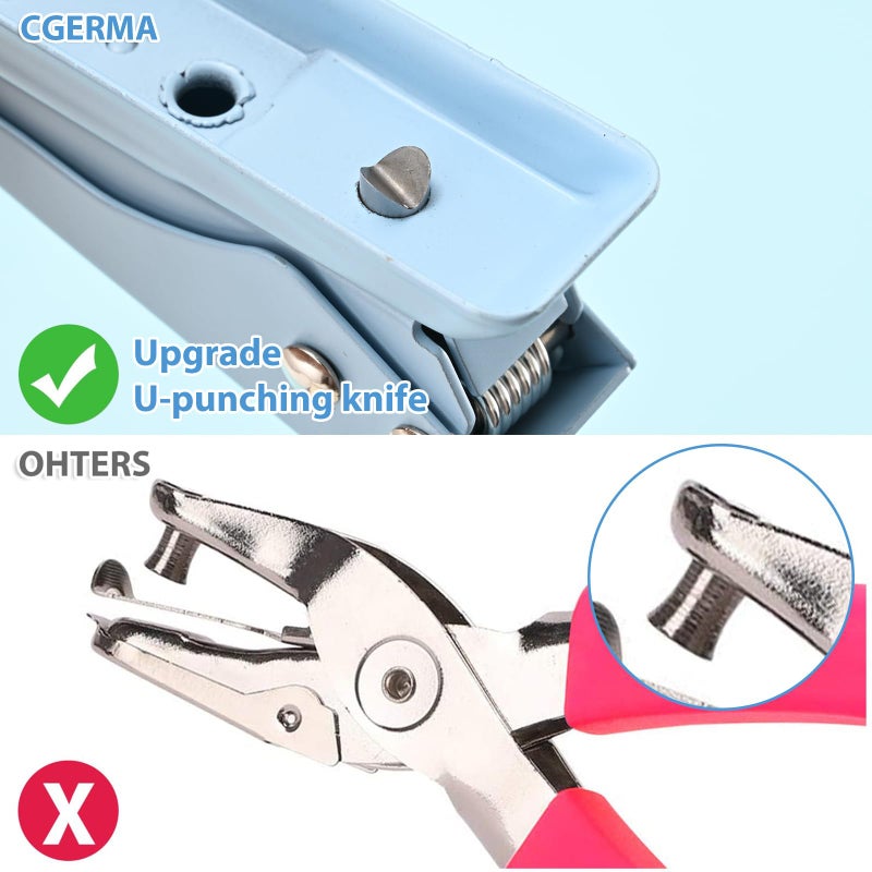 Cgerma Single Hole Puncher, 1/4" Hole, 50% Labor Savings, Heavy Duty Metal Punch, 15 Sheet Capacity, for ID Cards, Chipboard, Art Project, Crafts Easy Punching, Blue - Image 4