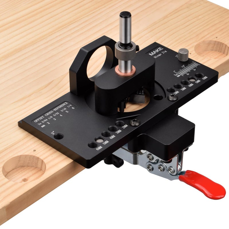 GOINGMAKE Metal Concealed Hinge Jig with Quick Clamp and Dust Vacuum Adapter Concealed Door Hinge Jig 35mm Cabinet Hinge Jig Hinge Hole Drilling Jig for Woodworking Door Cabinet Hinges Mounting Tool - Image 1