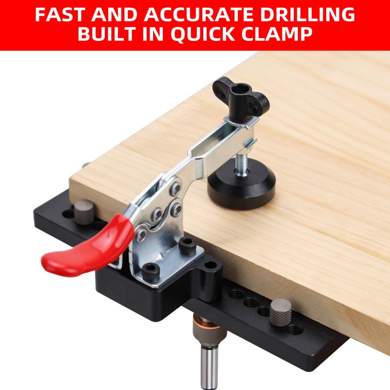 GOINGMAKE Metal Concealed Hinge Jig with Quick Clamp and Dust Vacuum Adapter Concealed Door Hinge Jig 35mm Cabinet Hinge Jig Hinge Hole Drilling Jig for Woodworking Door Cabinet Hinges Mounting Tool - Image 2
