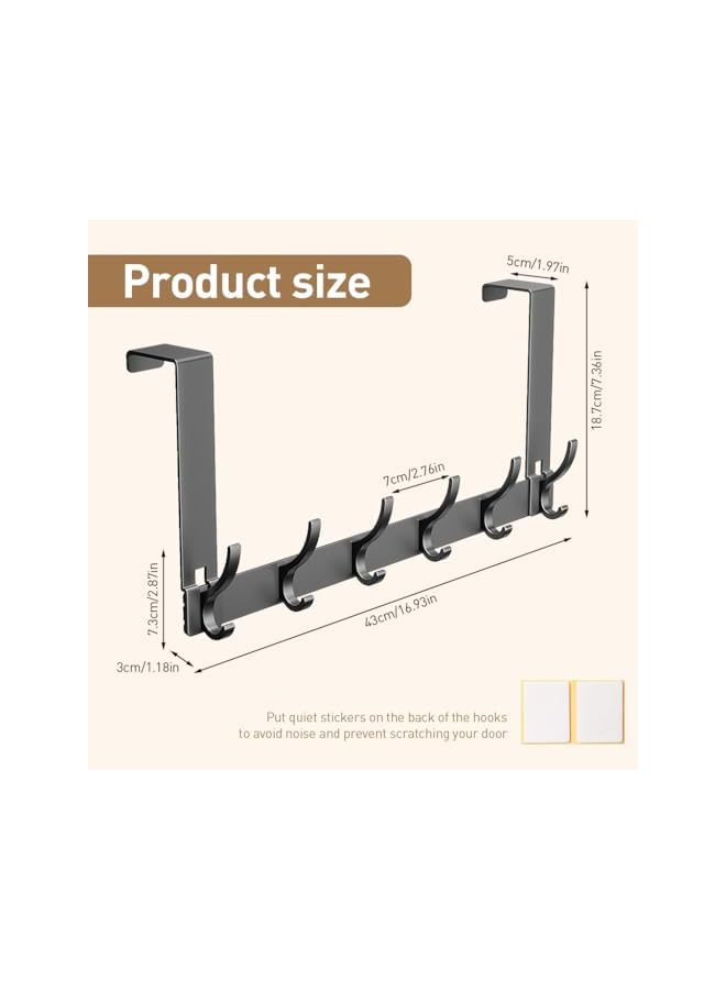 S-TOP Over Door Hooks, 43CM Aluminum Coat Rack, Dual Layer Door Hanger & Organizer - Image 2