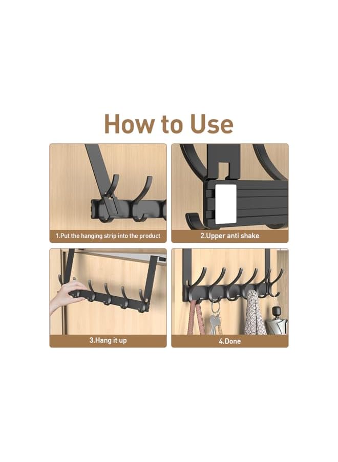 S-TOP Over Door Hooks, 43CM Aluminum Coat Rack, Dual Layer Door Hanger & Organizer - Image 3