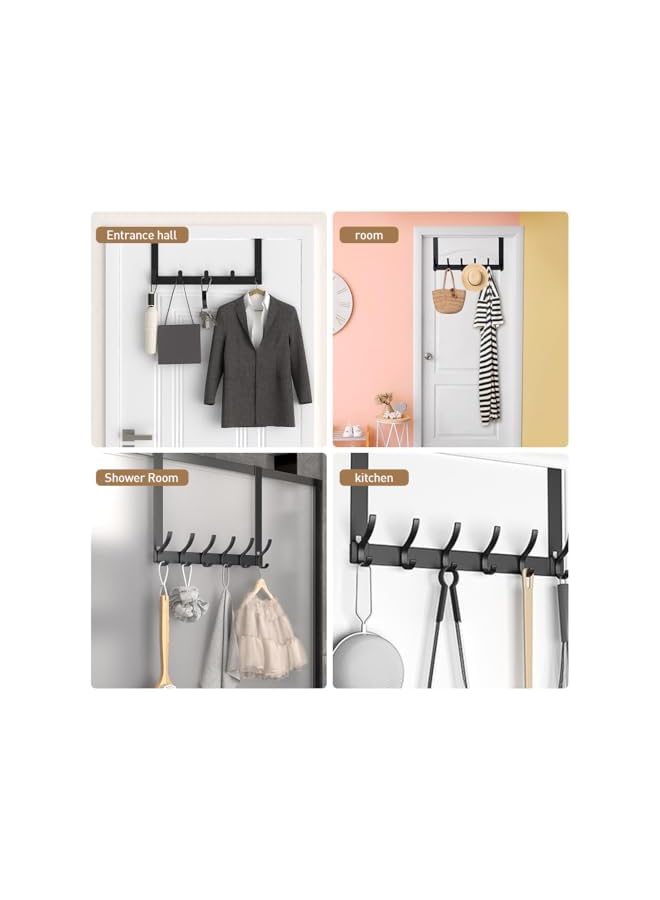 S-TOP Over Door Hooks, 43CM Aluminum Coat Rack, Dual Layer Door Hanger & Organizer - Image 4