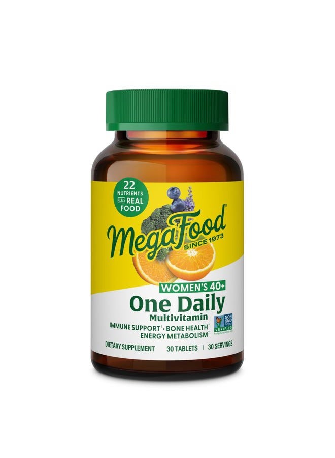 MegaFood Women's 40+ One Daily Multivitamin for Women with Vitamin B12, Vitamin B6, Vitamin C, Vitamin D, Zinc & Iron – Plus Real Food - Immune Support - Bone Health - Non-GMO - Vegetarian - 30 Tabs - Image 1