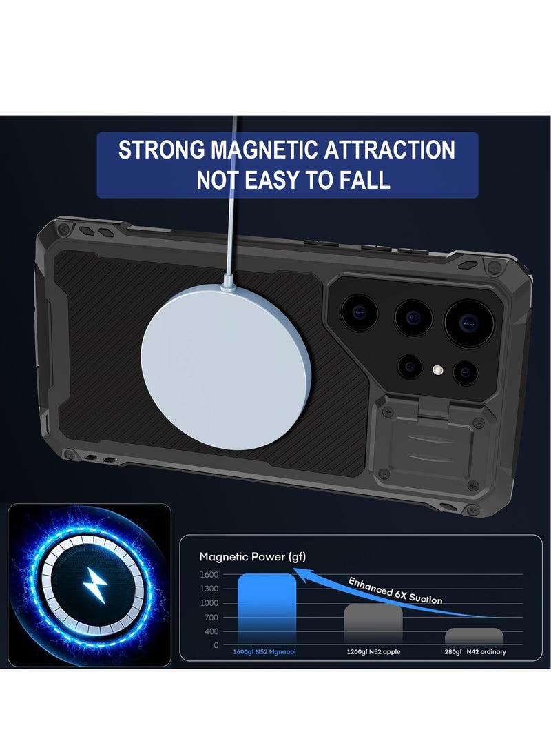 عام غطاء معدني لهواتف S24 Ultra/S23 Ultra مع تقنية MagSafe [حماية عسكرية عالية الجودة لمسافة 10 أقدام] [حامل حلقة كاميرا مدمج] غطاء قوي. - Image 4